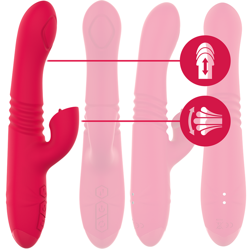Wiederaufladbarer Multifunktions-Up &amp; Down-Vibrator Dua mit roter Zunge
