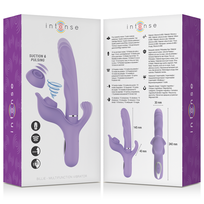 Billie wiederaufladbarer Multifunktionsvibrator mit Saug- und Pulsationsfunktion, Lila