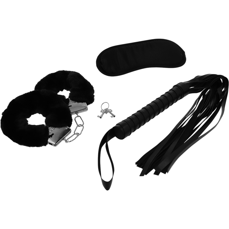 Fetisch-Erotik-Spielset 1 mit Handschellen, Augenbinde und Peitsche