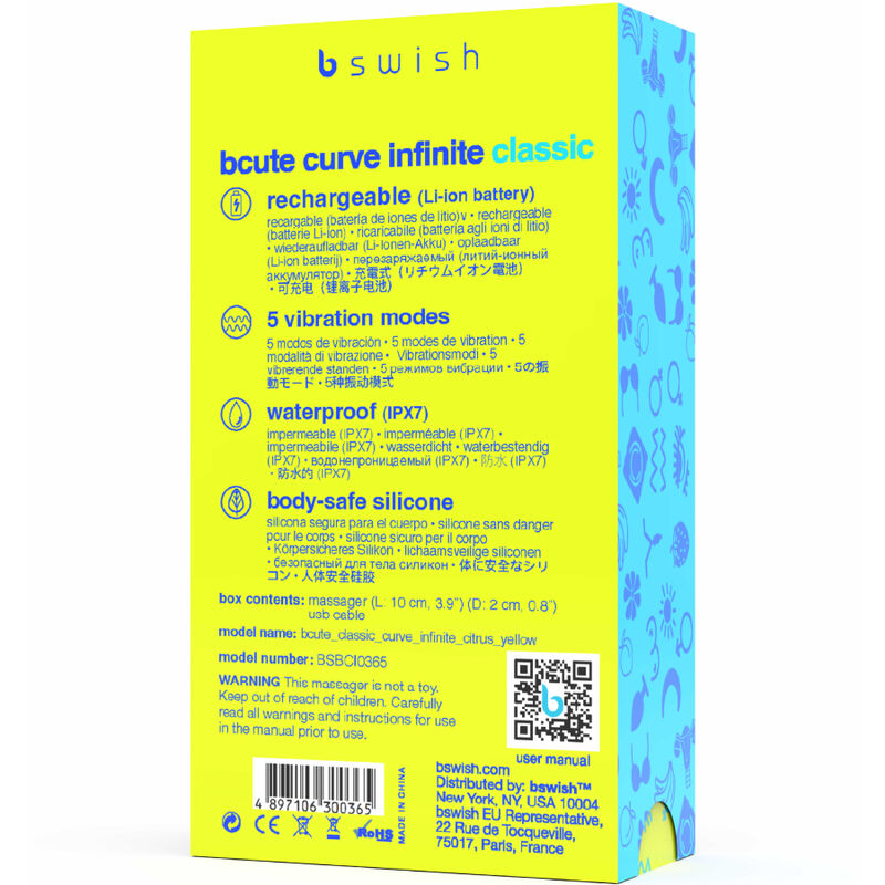 Bcute Curve Infinite Classic Gelber wiederaufladbarer Silikonvibrator
