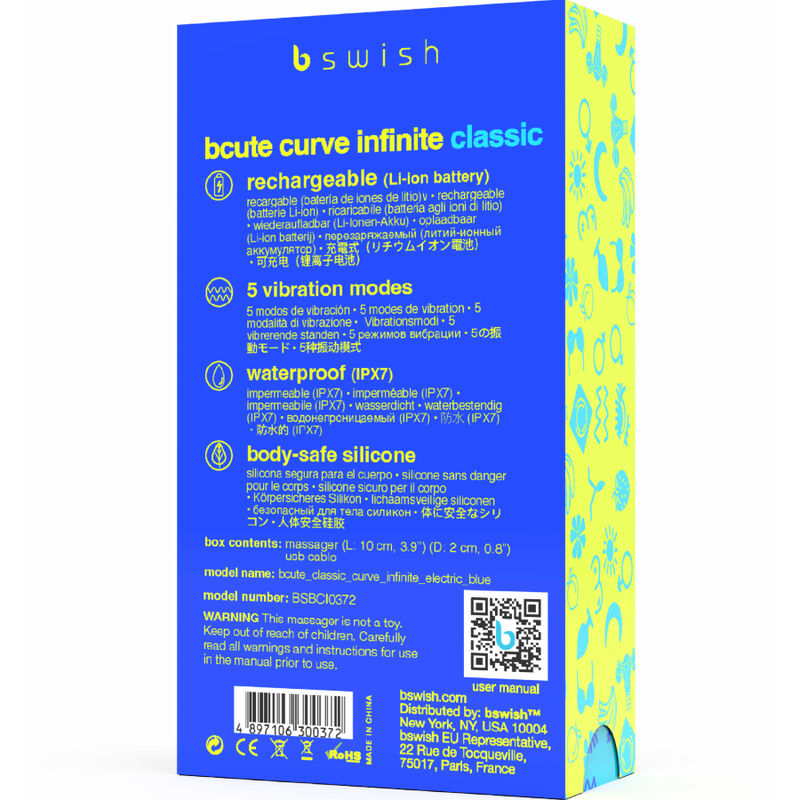 Bcute Curve Infinite Classic Blauer wiederaufladbarer Silikonvibrator