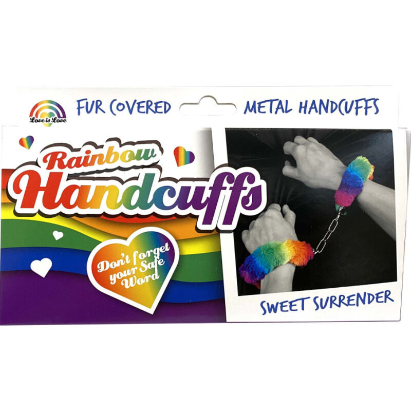 Handschellen aus Metall mit Regenbogenfutter