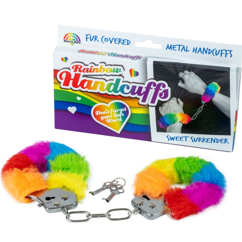 Handschellen aus Metall mit Regenbogenfutter
