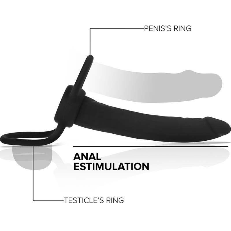 Cobi Onyx Analdildo mit Penisring und Hoden 13 cm Silikon