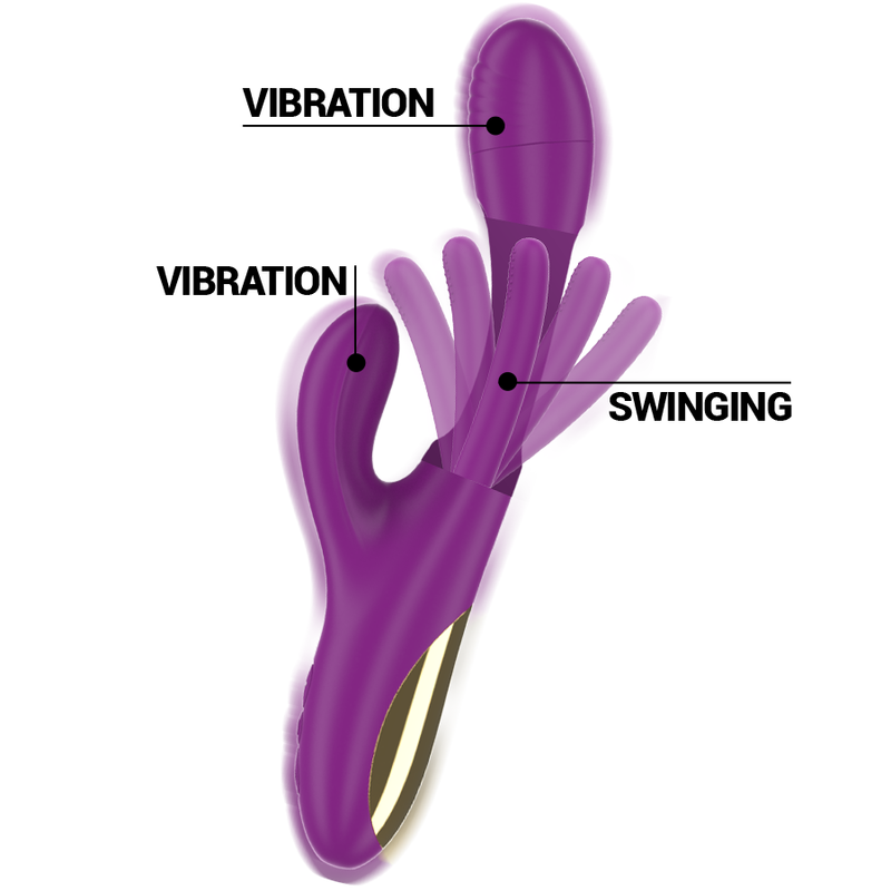 Apolo Wiederaufladbarer Multifunktionsvibrator, 7 Vibrationen, mit oszillierender Zunge, Lila
