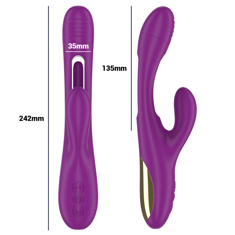 Apolo Wiederaufladbarer Multifunktionsvibrator, 7 Vibrationen, mit oszillierender Zunge, Lila
