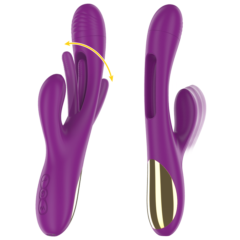 Apolo Wiederaufladbarer Multifunktionsvibrator, 7 Vibrationen, mit oszillierender Zunge, Lila