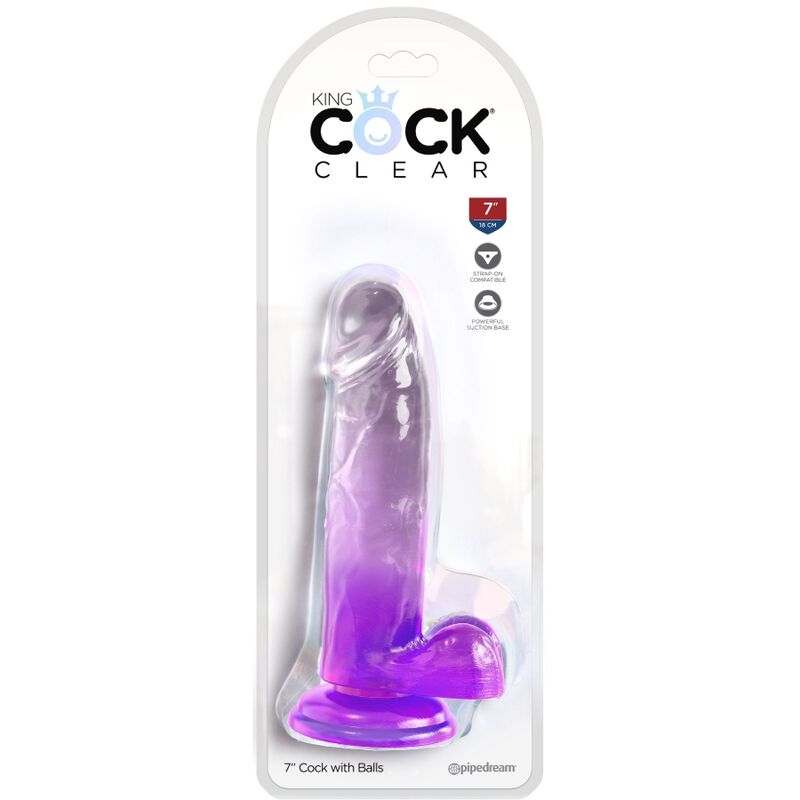 Transparenter realistischer Penis mit Hoden, 15 cm, Violett