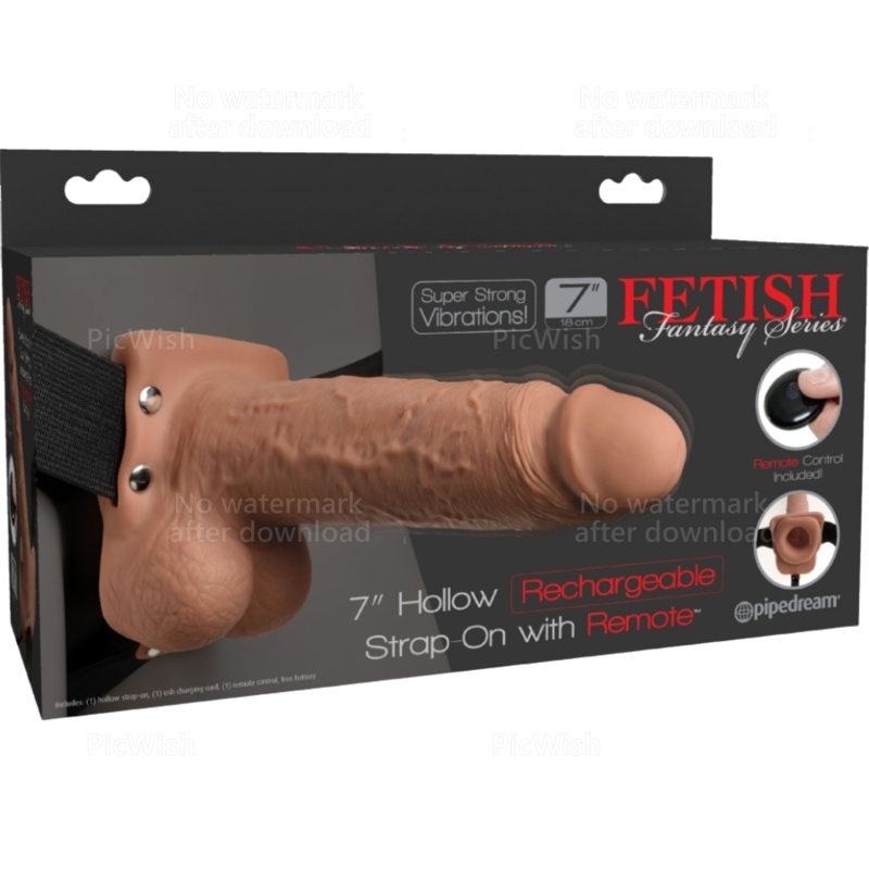 Verstellbarer realistischer Penisgurt mit wiederaufladbaren Kugeln und Vibrator 7"