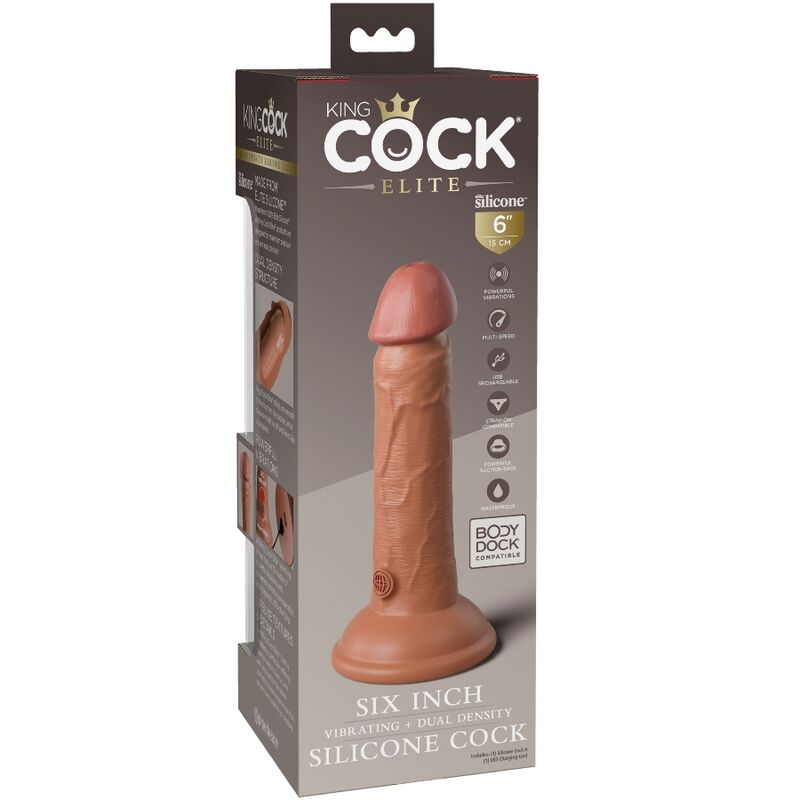 Elite Realistischer Dildo mit Vibration und Silikon, 15,2 cm, Karamell