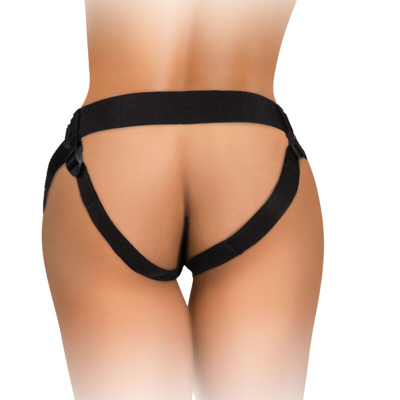 Elite Deluxe verstellbares Harness-Set mit Hodenring und 20 cm Dildo