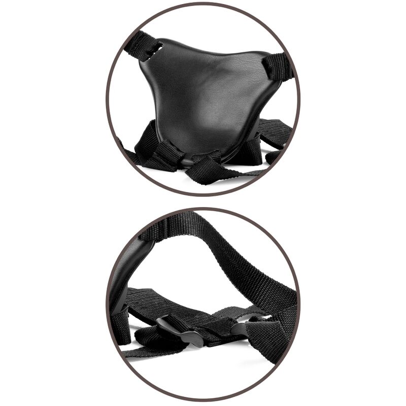 Elite Deluxe verstellbares Harness-Set mit Hodenring und 20 cm Dildo