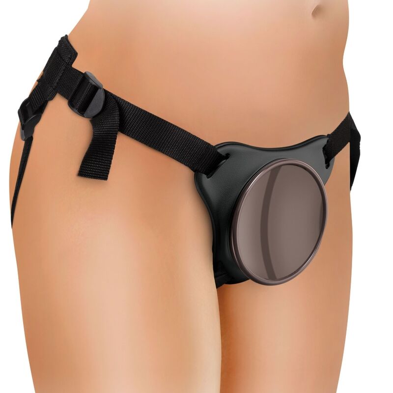 Elite Deluxe verstellbares Harness-Set mit Hodenring und 20 cm Dildo