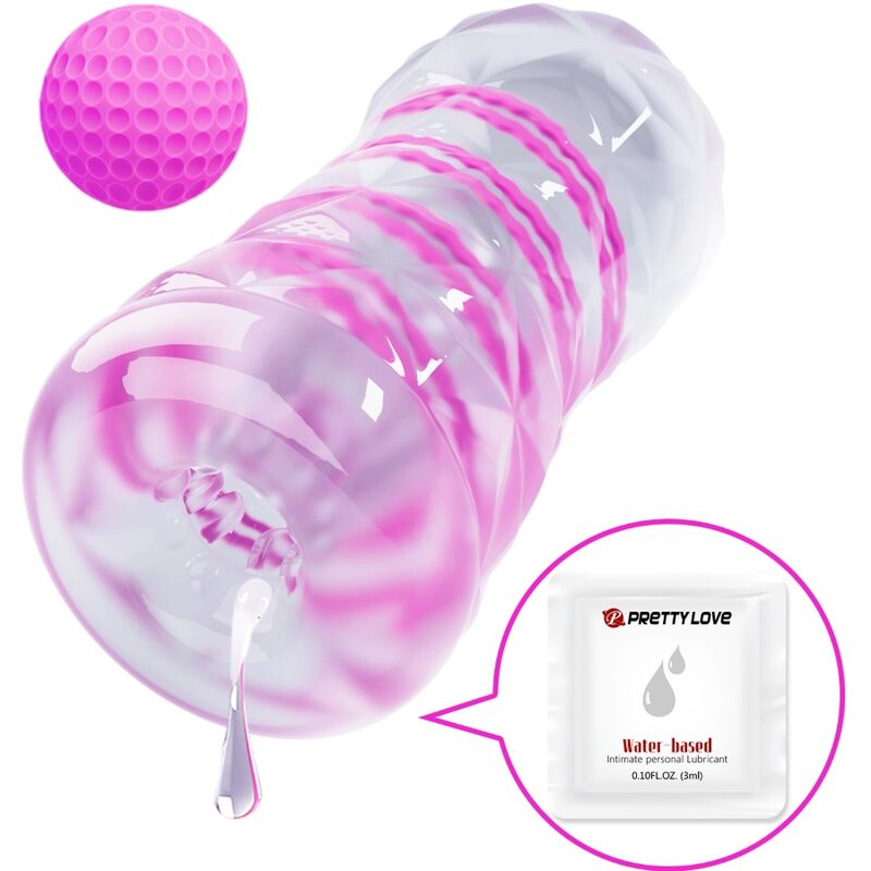 Fantasievoller männlicher Masturbator mit interner Spirale und transparenten Kugeln