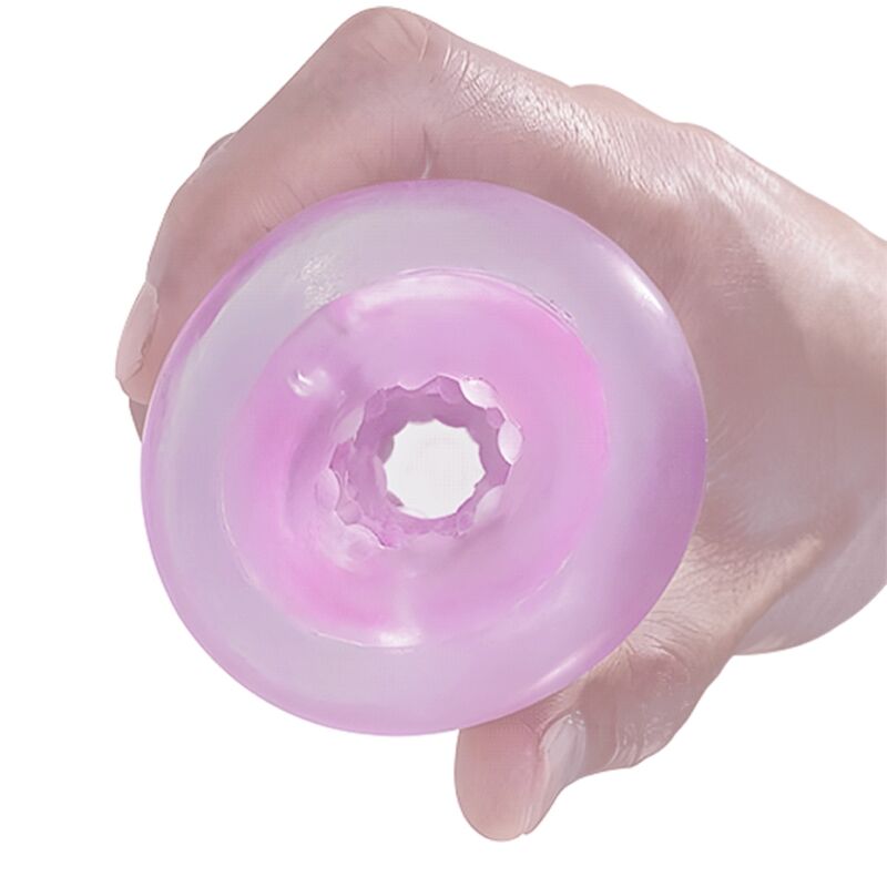 Fantasievoller männlicher Masturbator mit interner Spirale und transparenten Kugeln