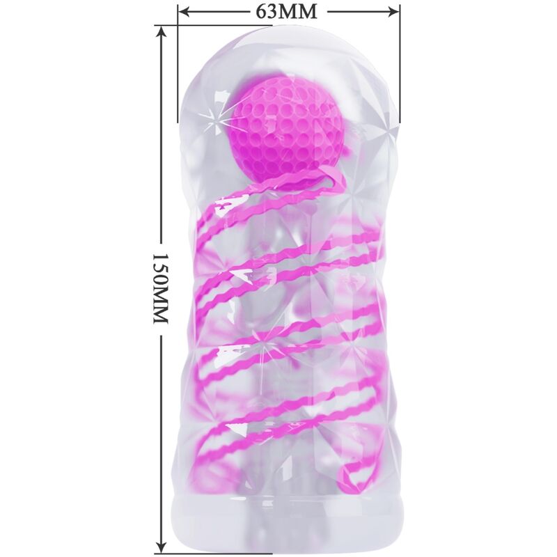 Fantasievoller männlicher Masturbator mit interner Spirale und transparenten Kugeln