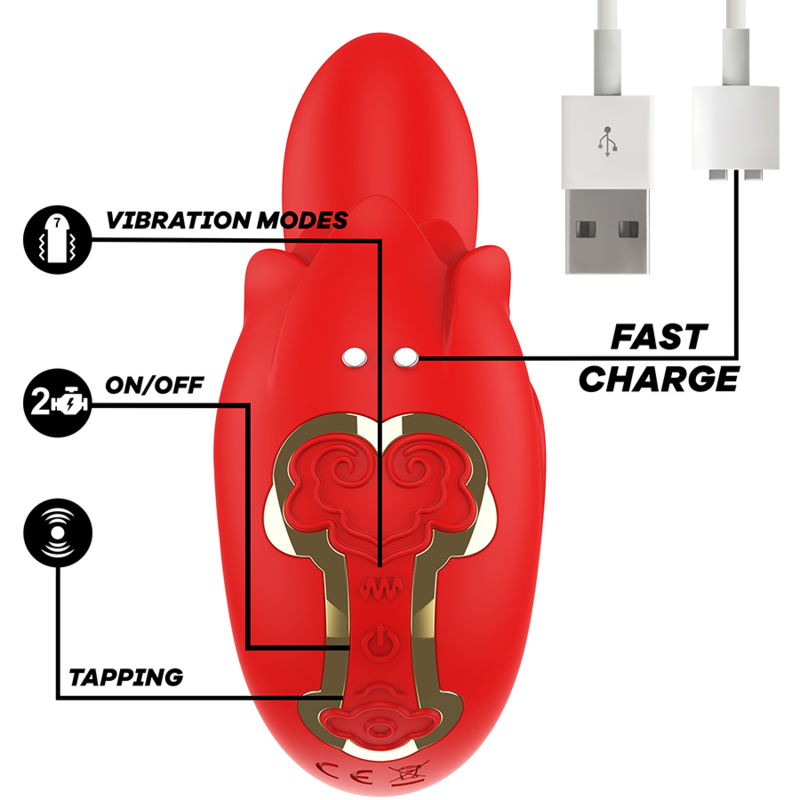 Selena Vibrationsstimulator + Klopffunktion Rot