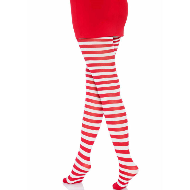 Weiß/rot gestreifte Strumpfhose