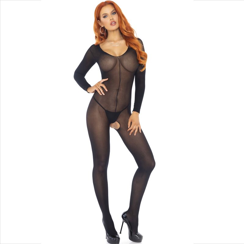 Schwarzer Langarm-Bodystocking