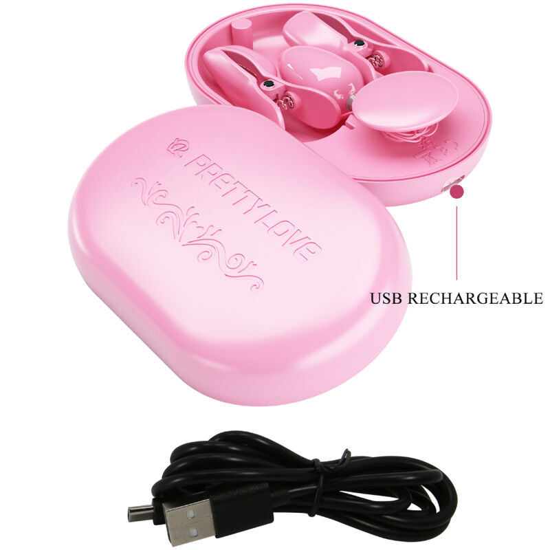 Überraschungsbox mit rosa Elektrostimulationsklemmen
