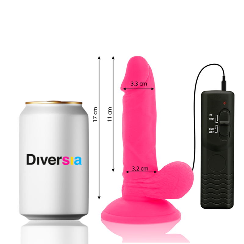 Rosa flexibler vibrierender Dildo 17 cm -o- 3,3 cm