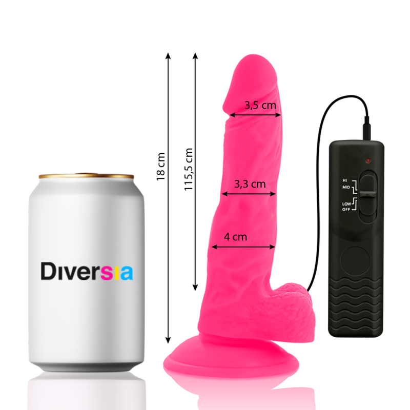 Rosa flexibler vibrierender Dildo 18 cm -o- 4 cm