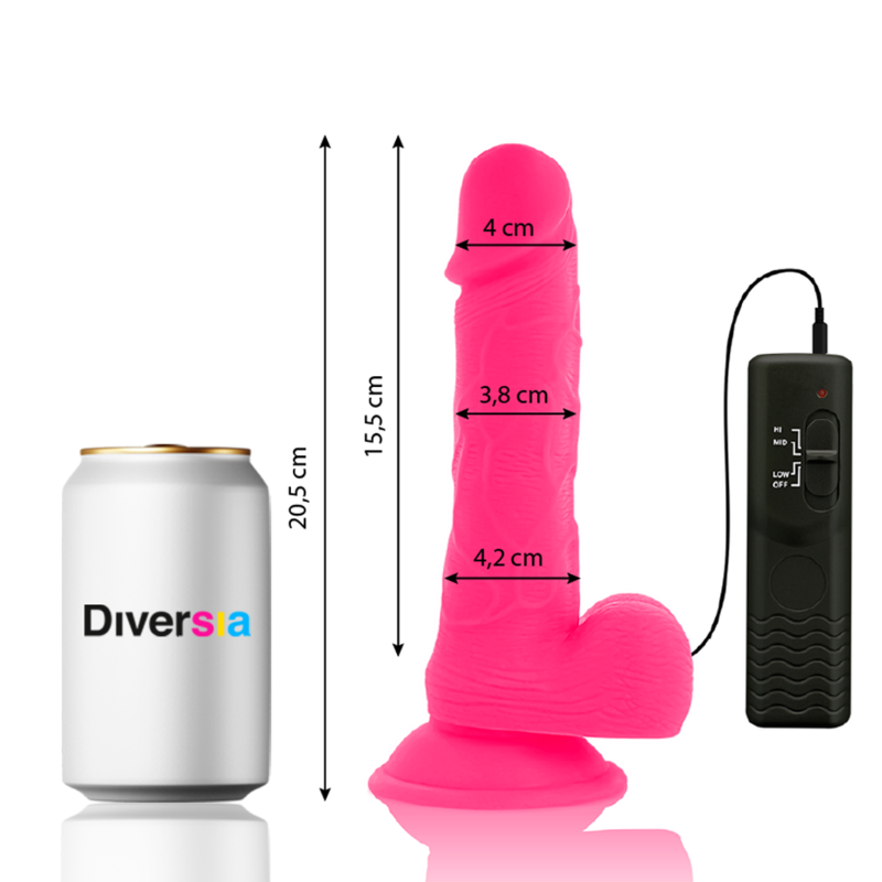 Rosa flexibler vibrierender Dildo 20,5 cm -o- 4,2 cm