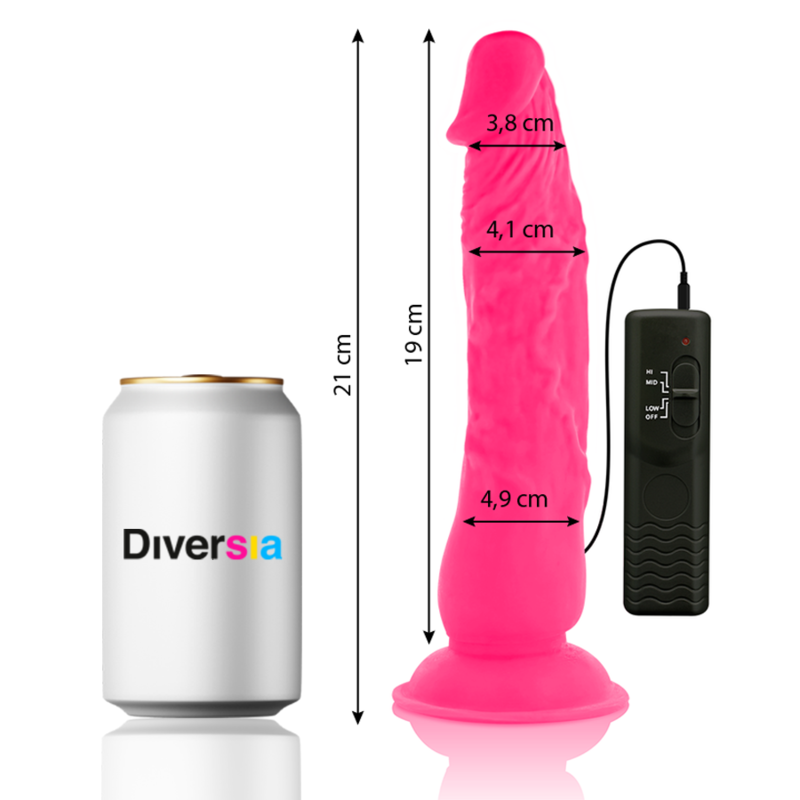 Rosa flexibler vibrierender Dildo 21 cm -o- 4,9 cm