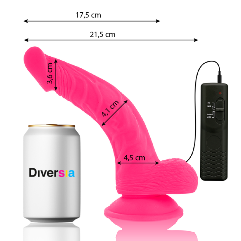 Rosa flexibler vibrierender Dildo 21,5 cm -o- 4,5 cm