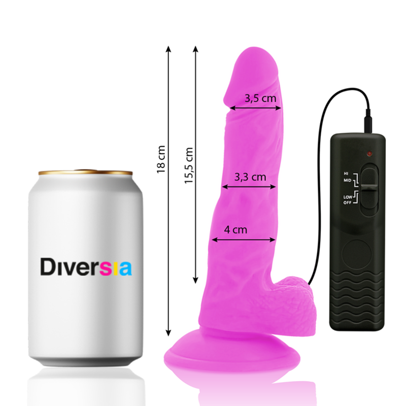 Lila flexibler vibrierender Dildo 18 cm -o- 4 cm
