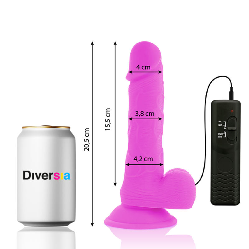 Lila flexibler vibrierender Dildo 20,5 cm -o- 4,2 cm