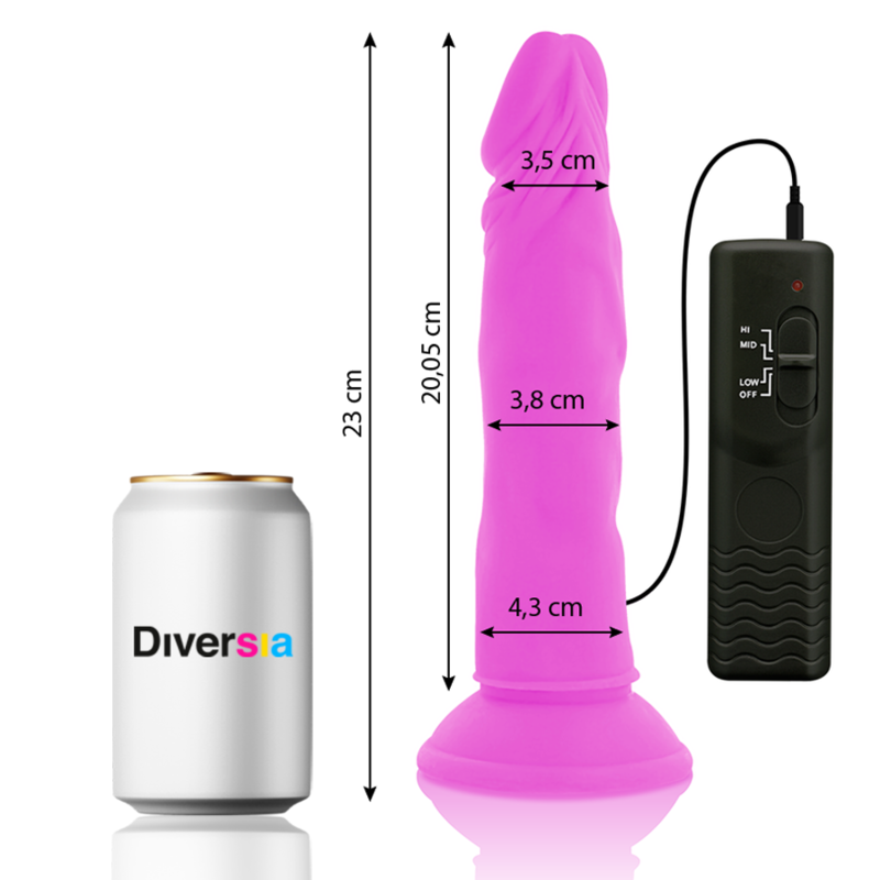 Lila flexibler vibrierender Dildo 23 cm -o- 4,3 cm
