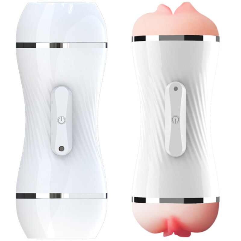 Weißer Doppelvibrator Vagina- und Mundmasturbator