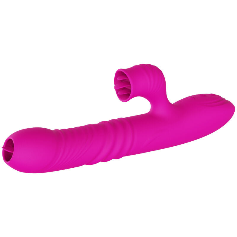 Multifunktionaler Doppelzungen-Po-Vibrator mit fuchsiafarbenem Wärmeeffekt