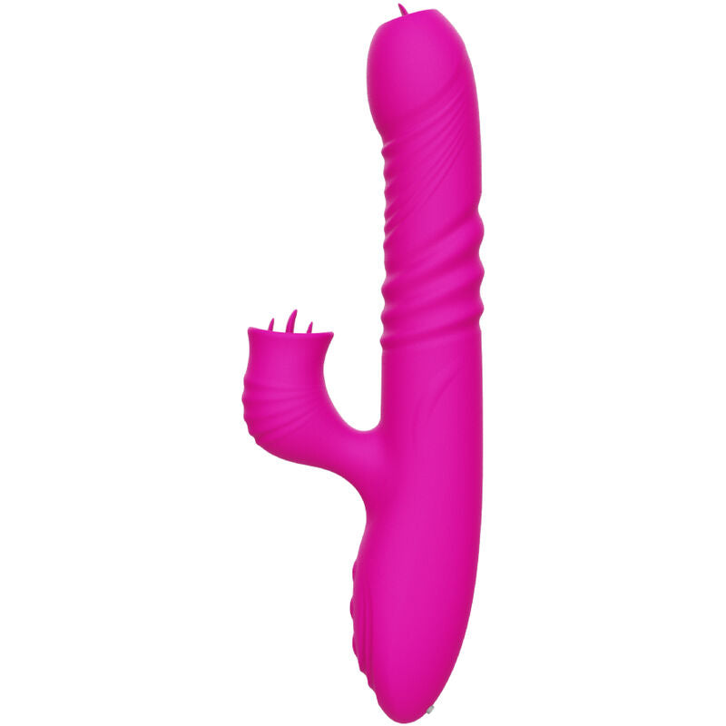 Multifunktionaler Doppelzungen-Po-Vibrator mit fuchsiafarbenem Wärmeeffekt