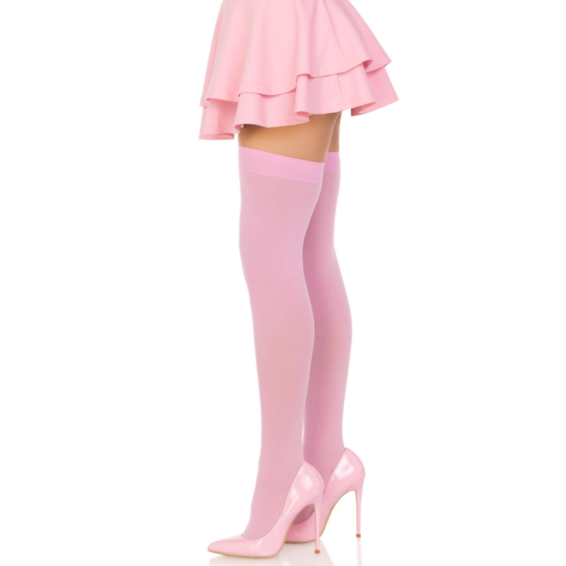 Rosa Nylon-Oberschenkelstrümpfe