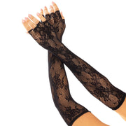 Guantes sin dedos rot floral blanco
