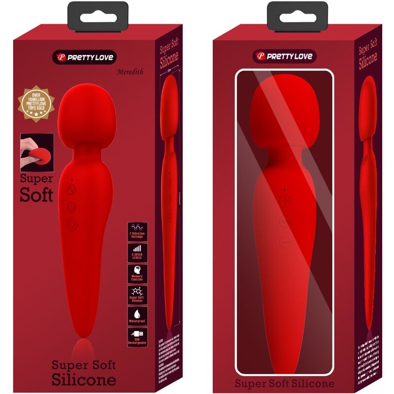 Meredith Massagegerät 12 Vibrationsmodi Rot
