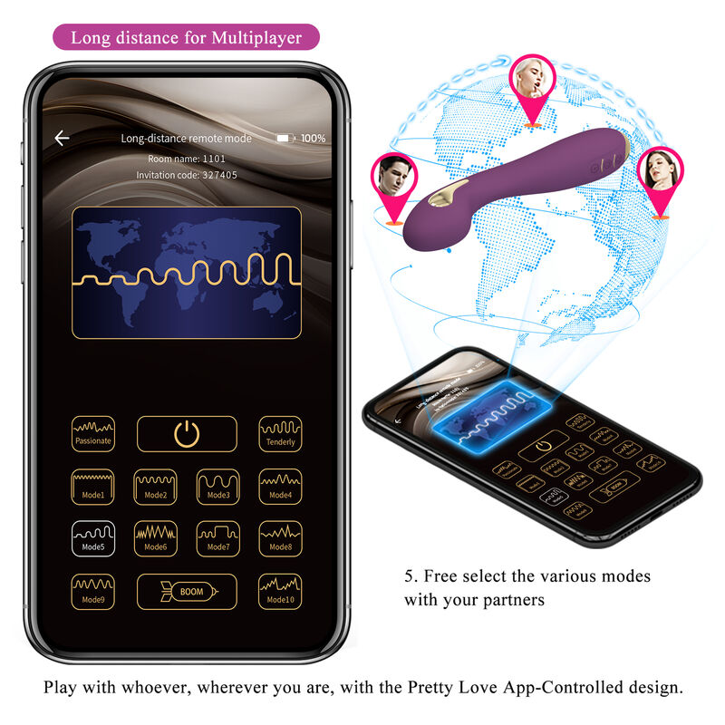 Hector Elektroschock-Vibrator per App-Steuerung lila