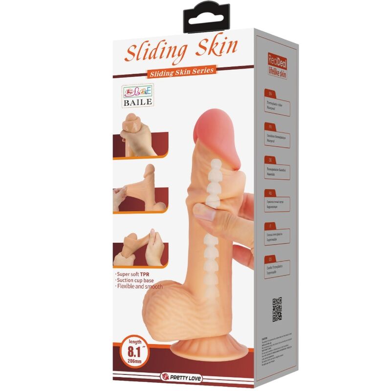 Sliding Skin Series Realistischer Dildo mit Saugnapf Sliding Skin 19,4 cm