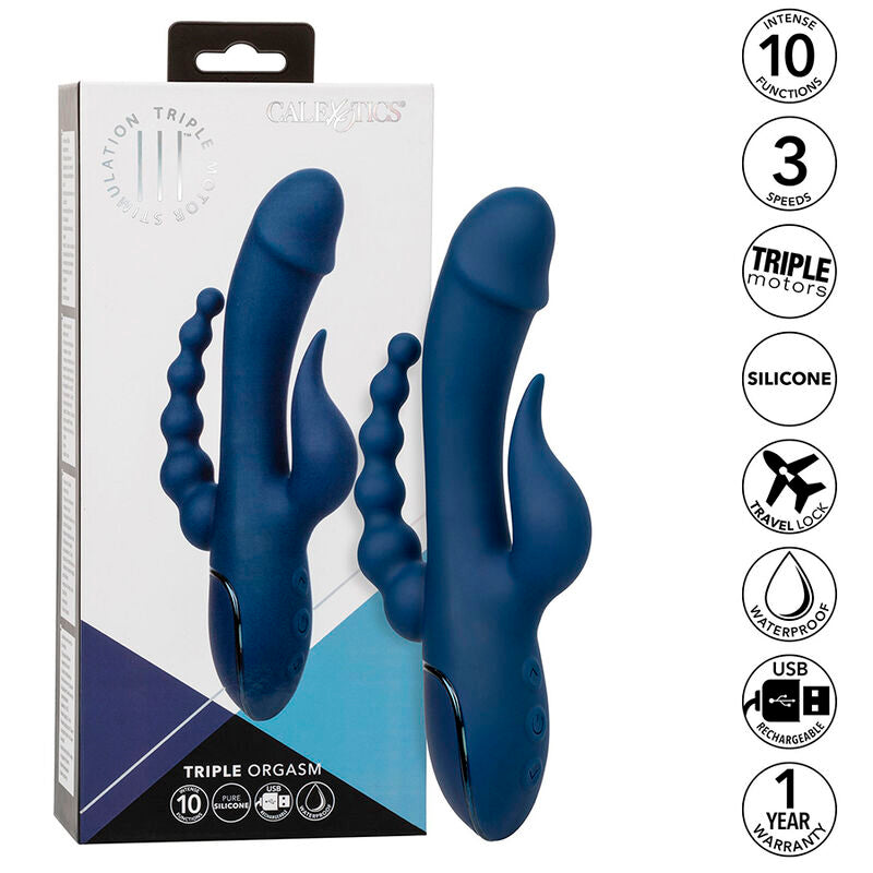 Blauer Dreifach-Orgasmus-Vibrator