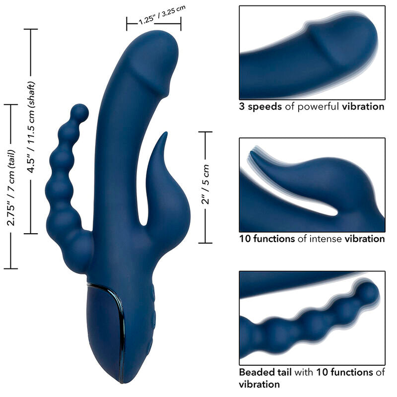 Blauer Dreifach-Orgasmus-Vibrator