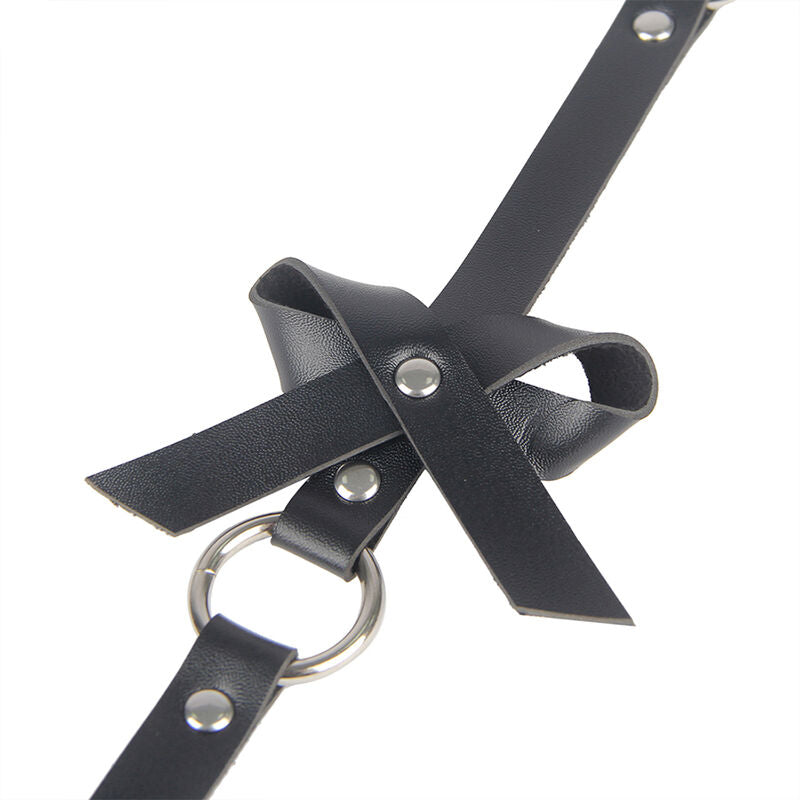 Schwarzes Beingeschirr aus Leder mit Kette, Einheitsgröße