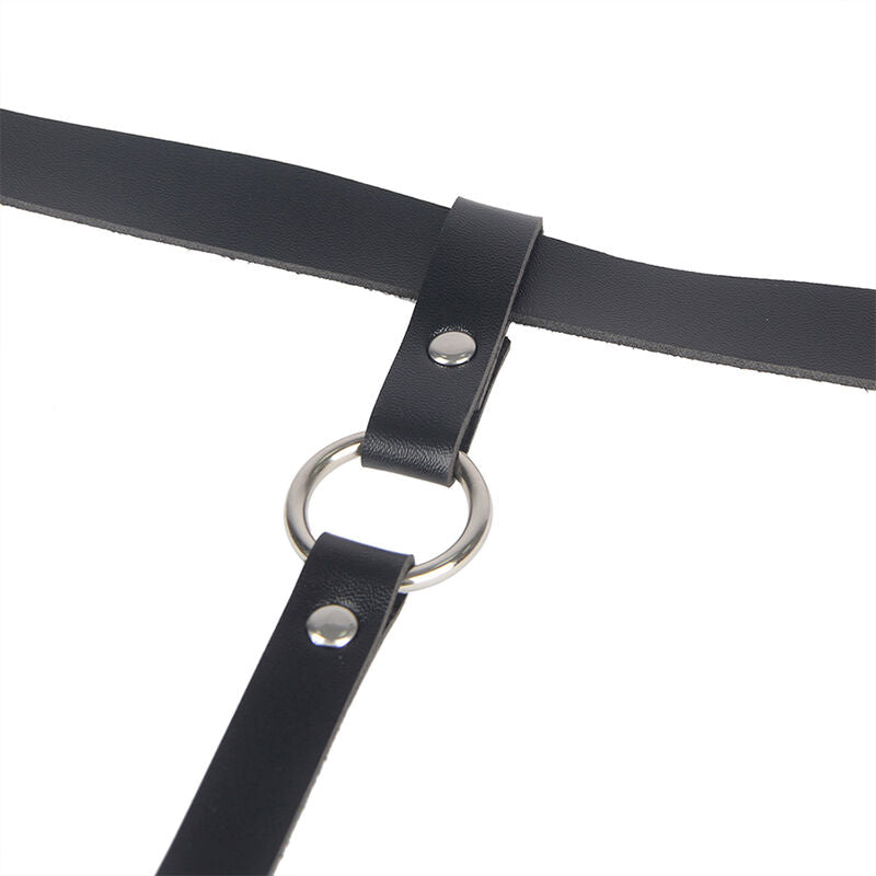Schwarzes Beingeschirr aus Leder mit Kette, Einheitsgröße
