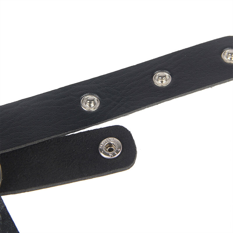 Schwarzes Brustgeschirr aus Leder mit Kette, Einheitsgröße
