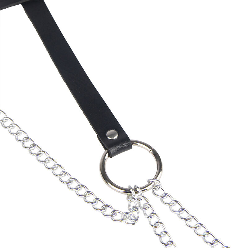 Schwarzer Ledergürtel mit Ringkette, Einheitsgröße