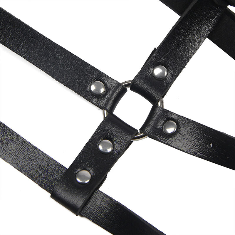 Brustharnisch mit Ringen aus schwarzem Leder, Einheitsgröße