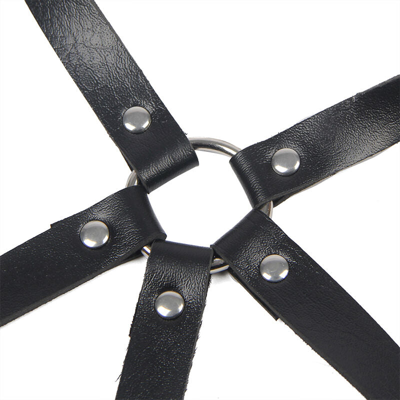 Brustharnisch mit Ringen aus schwarzem Leder, Einheitsgröße
