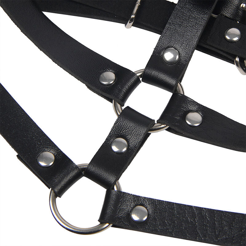 Brustharnisch mit Ringen aus schwarzem Leder, Einheitsgröße