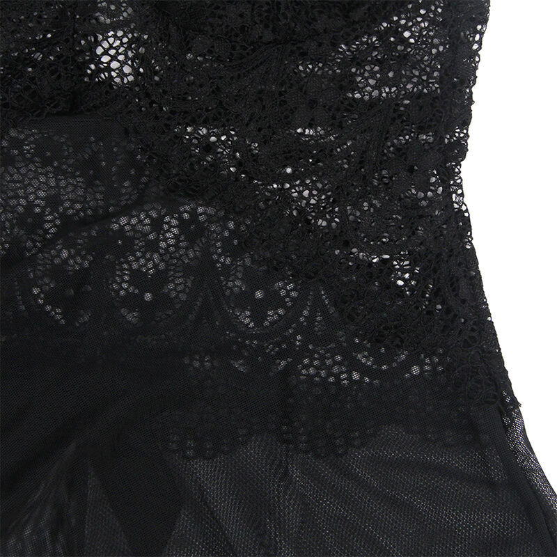 Babydoll aus Tüll mit Details, umhüllt und schwarz, S/M